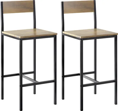 Obrázok produktu pre SoBuy FST53-XLX2 Sada 2 barových stoličiek Barové stoličky s operadlom Pultové stoličky s podnožkou Výška sedadla 67 cm WHT cca: 38x96x44cm
