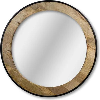 Produktbild von Wandspiegel Spiegel Deko 70 cm Teak Schwarz