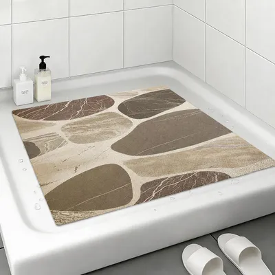 Immagine prodotto di Tappetino antiscivolo per doccia, 60x60 cm, in PVC, motivo pietra, con elevata permeabilità all'acqua, tagliabile