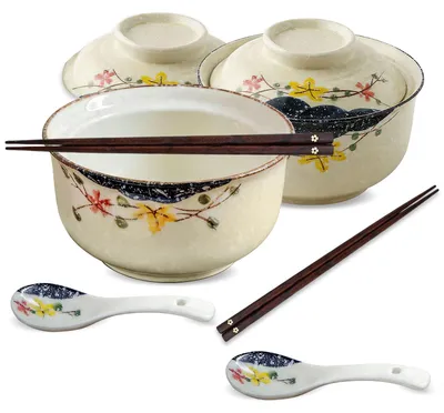 Ramen-Schüssel-Set 800 ml Keramik, 2er-Pack, Blau