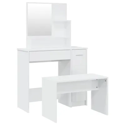 Produktbild von vidaXL Schminktisch-Set Hochglanz-Weiß 86,5x35x136 cm