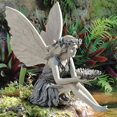Feenfigur aus Harz, sitzend, 14,8 cm, für Garten und Dekoration