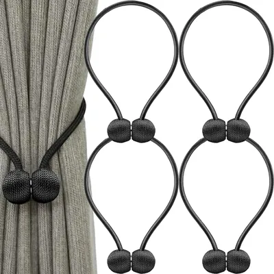 Obrázok produktu pre Magnetická spona na závesy spona na záclony čierna 4 ks upínanie bez vŕtania 50 cm