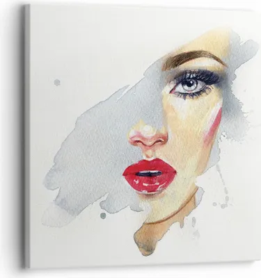 Produktbild von Bild auf Leinwand - Leinwandbild - Einteilig - Aquarell Frau Mund - 30x30cm - Wand Bild - Wanddeko - Wandbilder - Leinwanddruck - Bilder - Wanddekoration - Leinwand bilder - Wandbild - AC30x30-4891