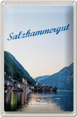 Produktbild von Blechschild Reise 20x30cm Salzkammergut Aussicht auf Stadt