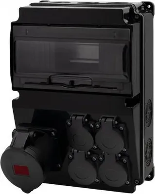 Imagen del producto de LAGO 10M SCENIC, caja de conexión negra - enchufes rectos de 16A/5P, 4x230V, modelo F3.2667