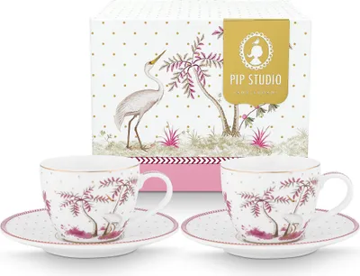 Produktbild von PIP STUDIO Jolie Dots Gold Pink Espressotasse mit Untertasse 120ml Set2