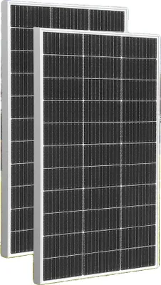 Imagen del producto de Panel solar, potencia máxima de 600 W, eficiencia monocristalina del 21,8 %, diseño resistente a la intemperie, juego de 2 paneles de 150 W (total 300 W)