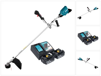Zdjęcie produktu dla Makita DUR 369 ARM2 akumulatorowa wykaszarka szczotkowa 36 V ( 2x 18 V ) 43 cm bezszczotkowa + 2x akumulator 4,0 Ah + ładowarka
