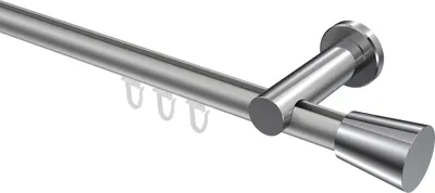 Produktbild von Interdeco Innenlaufstange / Gardinenstange mit Innenlauf Silbergrau / Chrom, Typ Platon Sitra (Konus), 20 mm Ø 1-läufig, 360 cm