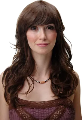 Produktbild von WIG ME UP Perücke lang Locken Pony braun YZF-41054-8