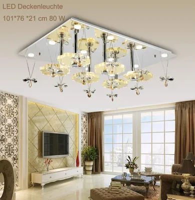 Image de Plafonnier LED cristal 1680 101*76 cm Design fleuri Couleur de lumière commutable séparément A+