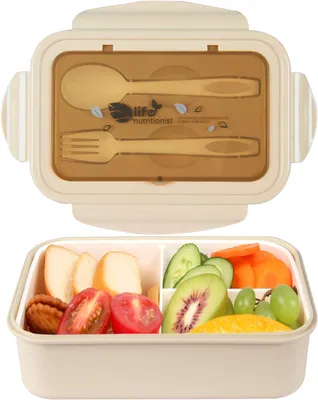 Produktbild von Lunchboxen, Bento-Boxen, auslaufsichere Lunchboxen für Kinder und Erwachsene, Bento-Lunchboxen mit 3 Fächern und Besteck, BPA-freie Lebensmittelbehälter, mikrowellen- und spülmaschinengeeignet