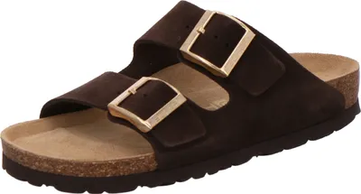 Produktbild von Rohde Damen Pantolette Velours Leder zwei Schnallen Komfortweite Alba 5590, Größe:37 EU, Farbe:Braun