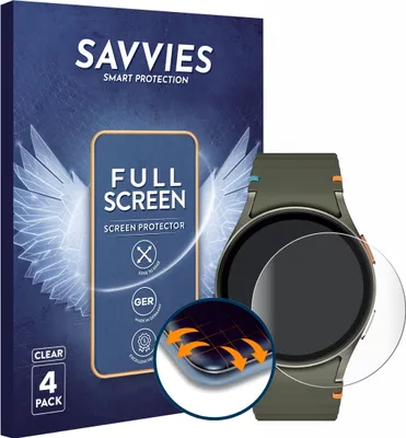 Produktbild von 4x Savvies Fullscreen Schutzfolie für Samsung Galaxy Watch 6 / 7 / 8 (40 mm) Displayschutz Folie Fullcover Klar Transparent