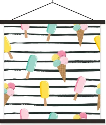 Produktbild von MuchoWow® Textilposter Eiscreme - Sommer - Muster 40x40 cm mit schwarzem Rahmen - Fotos