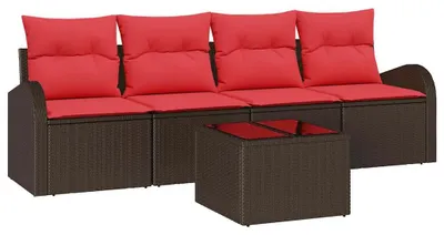 Image de vidaXL Ensemble de canapés de jardin marron 55 x 55 x 37 cm en polyrotin