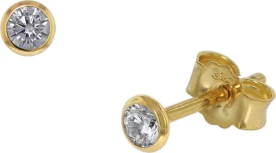 trendor 86304 Ohrstecker für Damen und Herren 333 Gold Zirkonia 3,5 mm 1