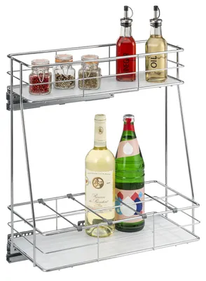 Produktbild von bremermann Teleskop-Schrankauszug, Schrankkorb mit 2 Etagen und Einlegeböden, ausziehbare Küchenschublade mit Soft-Close System, untere Etage ideal als Flaschenständer für bis zu 10 Flaschen à 1 Liter, Organizer für Gewürze, Lebensmittel