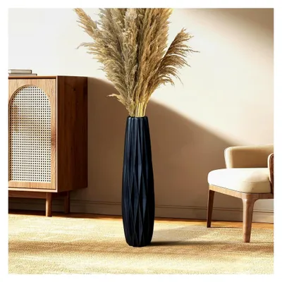 Produktbild von Schwarze Keramikvase 45 cm, 17,7" hoch, dekorative Vase für Wohnzimmer, Schlafzimmer und Büro, geeignet für Pampasgras und Blumenarrangements