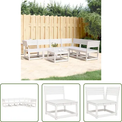 Produktbild von The Living Store 6-tlg. Garten-Sofagarnitur Weiß Massivholz Kiefer