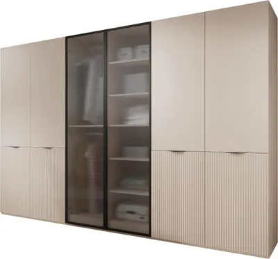 Produktbild von BETTSO Satz von 3 modularen Schränken SANDBOX 2X NOVA Beige + FLUTES mit LED Beleuchtung