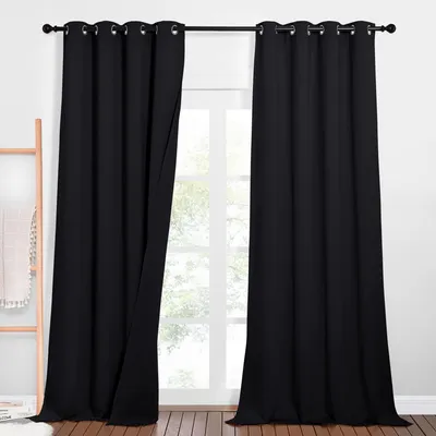 Obrázok produktu pre Zatemňovacie závesy 100% - Akustické závesy - Tepelná izolácia - 2 kusy - 132x240cm - Čierna