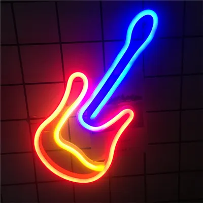 Obrázok produktu pre USB batérie ovládané gitara LED neónové nástenné svetlo, neónový nápis nočné svetlá neónový nápis neónové svetlo neónový nápis pre party bar herné spálňa izba nástenná dekorácia, deti narodeniny