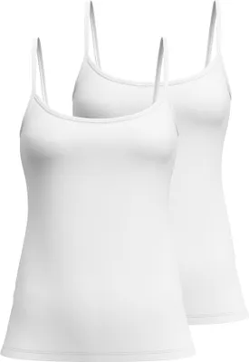 Produktbild von CALIDA Damen Spaghettitop 2er Pack - Essential Baumwolle, Unterhemd, Top, Jersey, einfarbig Weiß L (48/50)