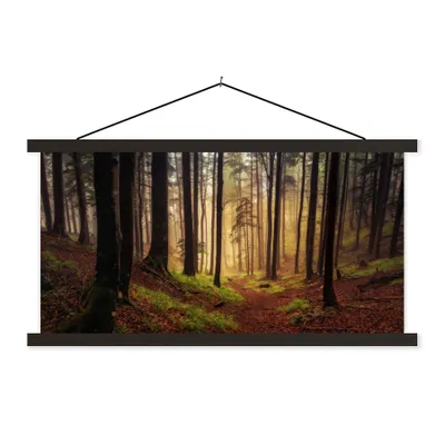 Produktbild von MuchoWow® Textilposter Bäume - Natur - Wald 60x30 cm mit schwarzem Rahmen - Textilien