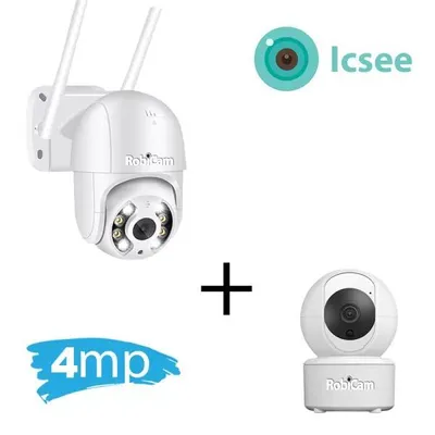 Immagine prodotto di Pacchetto Combo 1+1, RobiCam Comfort, telecamera interna ed esterna, motorizzate, audio bidirezionale, notifiche di movimento