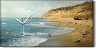 Produktbild von Dekor Leinwand Uhr Wandbilder Kunstdruck 60x30 Kunst Das Gemälde der Strandmöwen - weiße Hände
