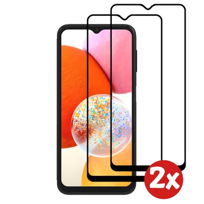 Obrázek produktu pro Ochranné sklo pro Samsung Galaxy A14 - Celoplošné tvrzené sklo se zaoblenými okraji - Tvrzené sklo se zaoblenými rohy - 2 balení