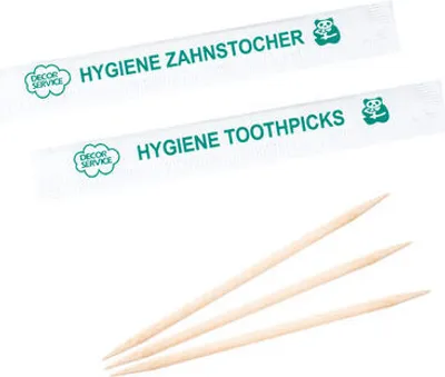 Produktbild von 12000x Zahnstocher aus Holz rund in Papier gehüllt Ø2mm 65mm