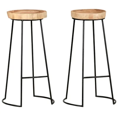 Image de Tabouret de bar 2 pcs. Bois massif acacia
