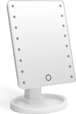 A white LED makeup mirror on a stand, shown against a white background.