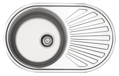 Produktbild von Edelstahlspüle 780 mm 1 Becken reversibel inkl. Excenterbedienung Abtropffläche Überlauf