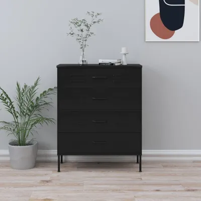 Image de 2025 cloris Armoire vitrine Commode Noir 80x35x101,5 cm Acier - Commodes Sale9730698 1parcel