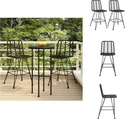 Immagine prodotto di vidaXL Sgabelli da bar 2 pezzi nero 45x56x103,5 cm PE-rattan e acciaio - Sedie da giardino