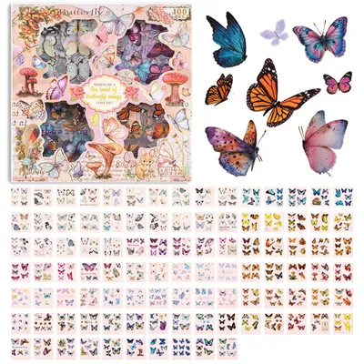 Productafbeelding van Schmetterling-Sticker - 100 Blatt - Für Scrapbooking und Journaling - Mehrfarbig