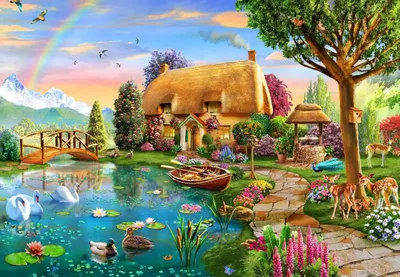 Image de BLUEBIRD Puzzle Cottage by the lake 1000 Teile