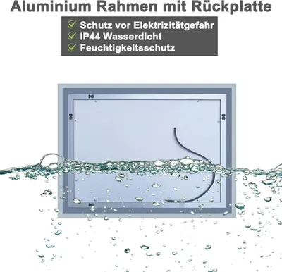 Produktbild von LED Badspiegel Badezimmerspiegel 100x60 mit Beleuchtung Lichtspiegel Wandspiegel mit Touch-schalter beschlagfrei IP44 energiesparend Kaltweiß