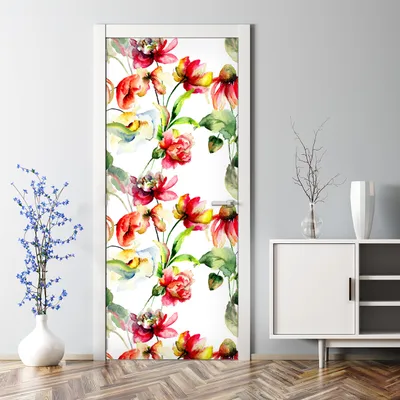 Produktbild von Dekorative Türposter selbstklebend Klebefolie Wandaufkleber Türaufkleber Blumen Farbenfroh 85 x 200 cm