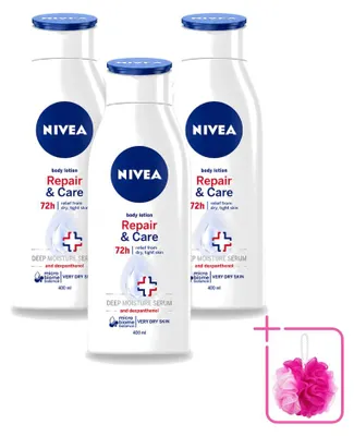 Immagine prodotto di 3 confezioni di crema corpo NIVEA Repair & Care per pelle molto secca, 400 ml - confezione - 3 pezzi