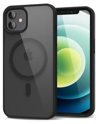 Obrázek produktu pro Magnetický kryt pro iPhone 12/iPhone 12 Pro, kompatibilní s MagSafe, průhledné nárazuvzdorné pouzdro, ochranný zadní kryt Černá