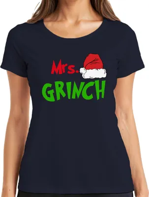 Produktbild von Mrs Grinch Familie Ehepaare Frau Partneroutfit - Weihnachten Christmas Xmas Damen T-Shirt, Navy, M