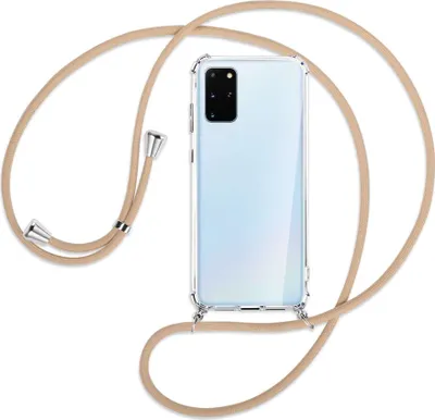 Produktbild von Handykette Backcover-Schutzhülle mit Band (Metall silberfarben) für Samsung Galaxy S20 Plus - beige