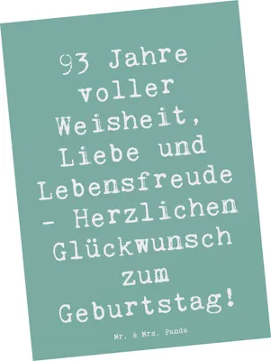 Produktbild von Mr. & Mrs. Panda Postkarte Spruch 93. Geburtstag - Meeresbrise - Geschenk, Ansichtskarte, Postkarten, Lebensfreude, Freunde, Geburtstagsgeschenk, besondere Anlässe