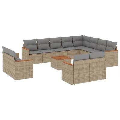 Immagine prodotto di vidaXL Set di divani da giardino 13 pezzi con cuscini Beige poly rattan