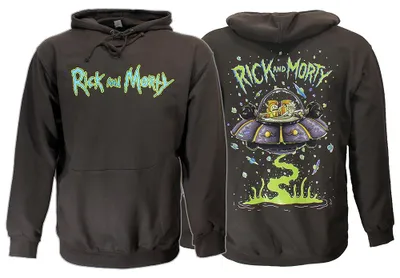 Zdjęcie produktu dla Bluza Rick and Morty Spacecruiser z kapturem, ciemnoszara – rozmiar M